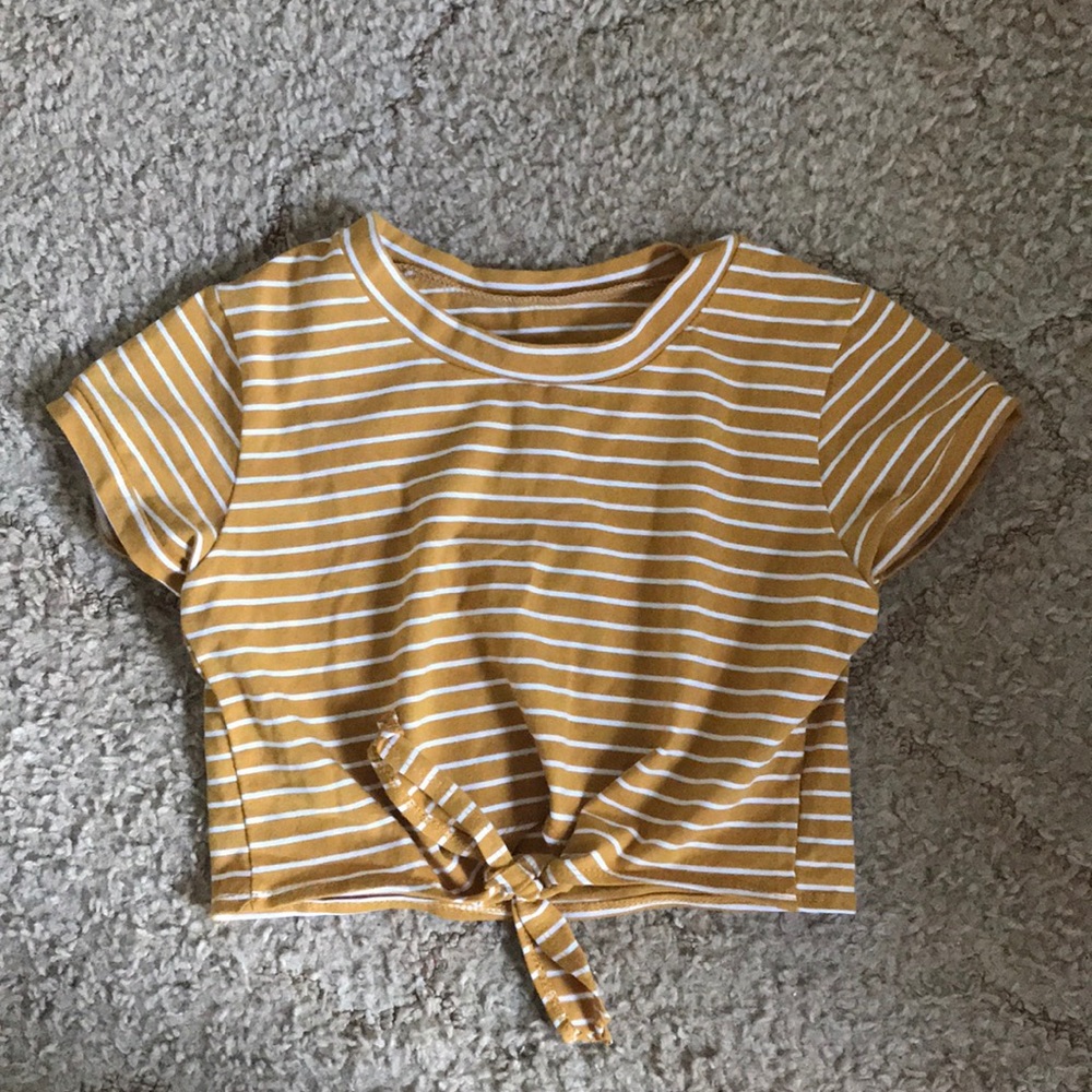 Striped Front Tie Crop Top